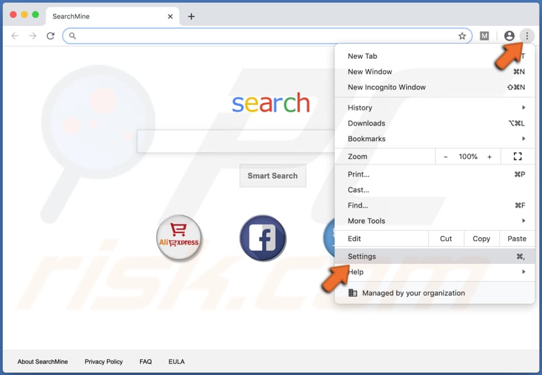 remove managed by your organization chrome step 1
