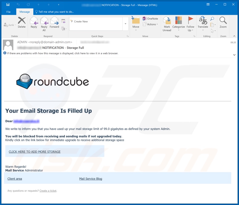 Roundcube campagne de spam par courrier électronique