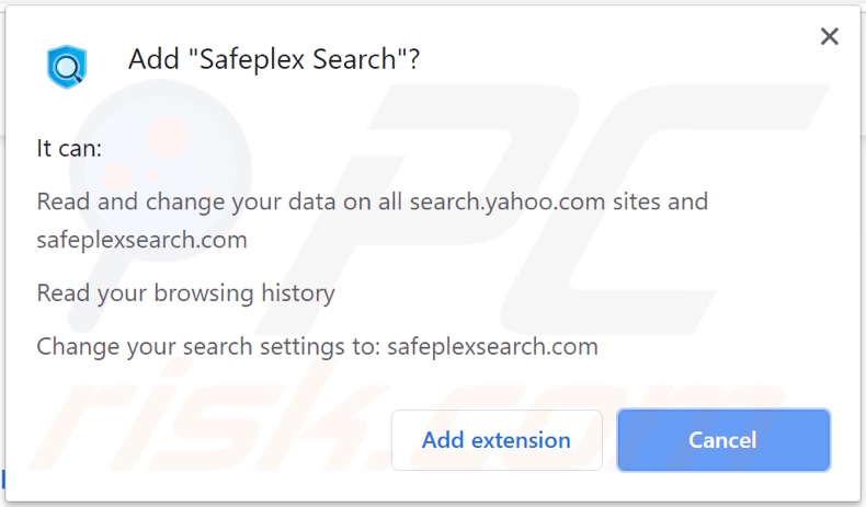 Safeplex Search browser hijacker asking for permissions (Chrome)