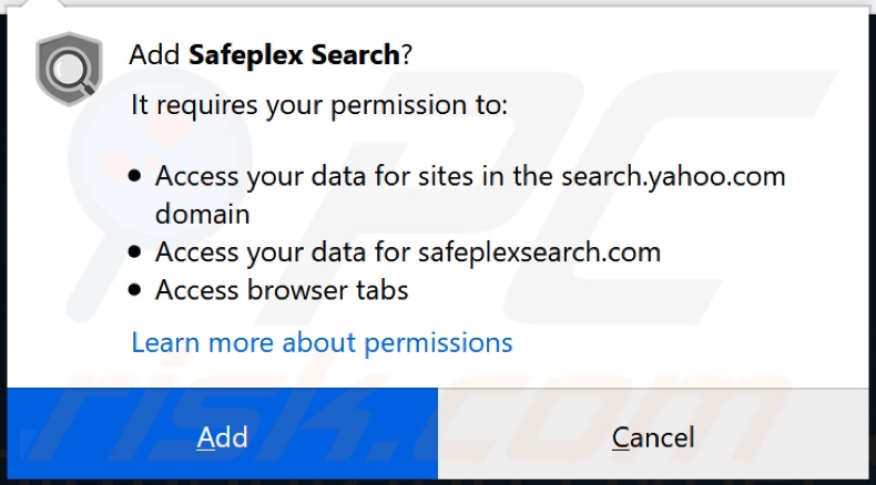 Safeplex Search browser hijacker asking for permissions (Firefox)