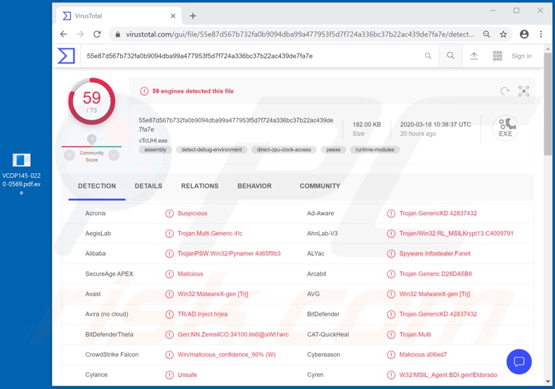 FireBird malware detection on VirusTotal