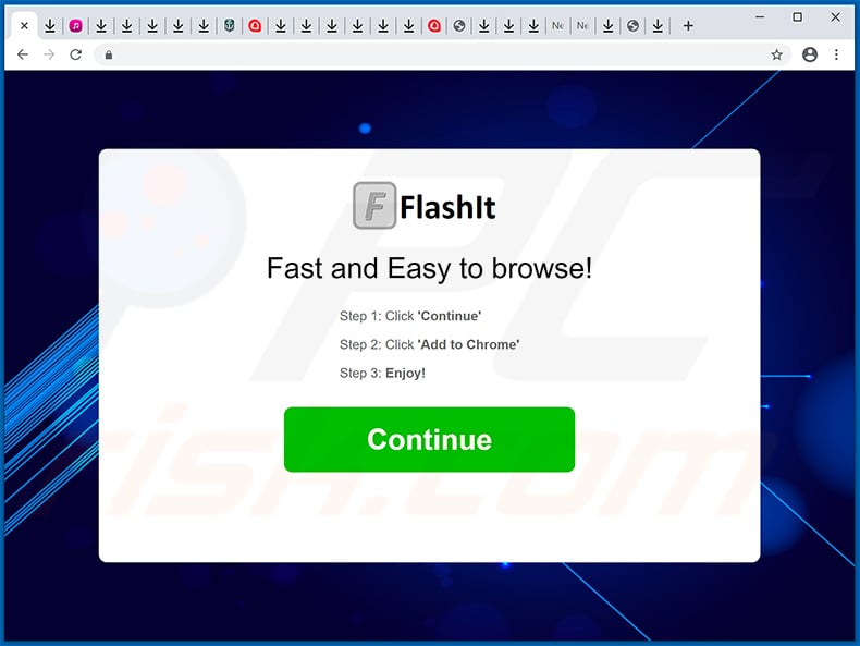 FlashIt browser hijacker-promoting website