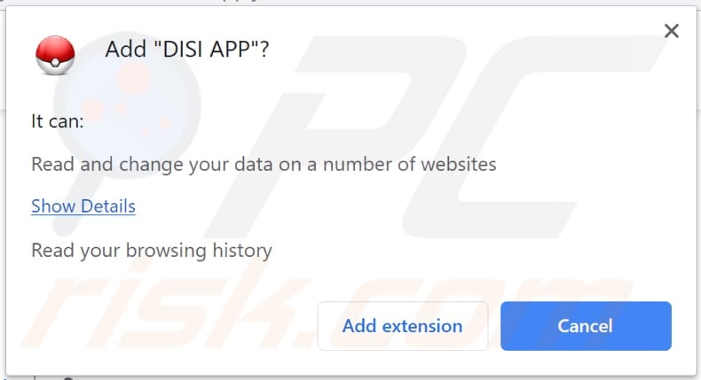 DISI APP asks for a permission to be installed on chrome