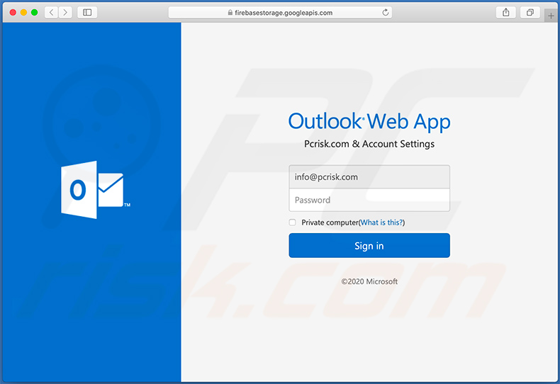 E-mail de phishing conçu pour collecter des comptes Microsoft Outlook