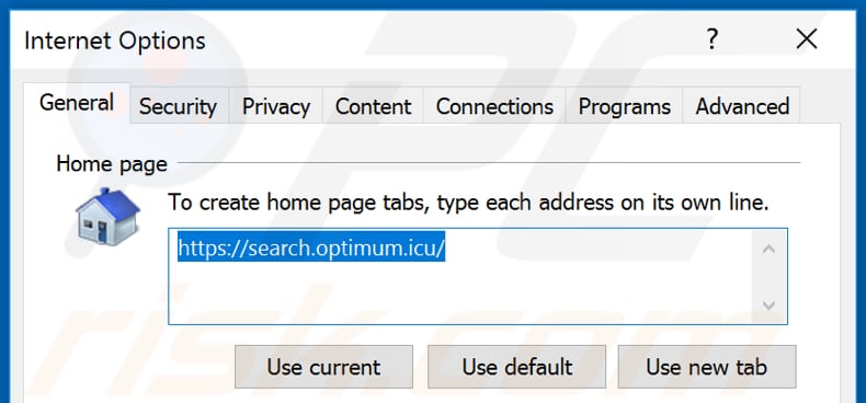 Removing search.optimum.icu from Internet Explorer homepage