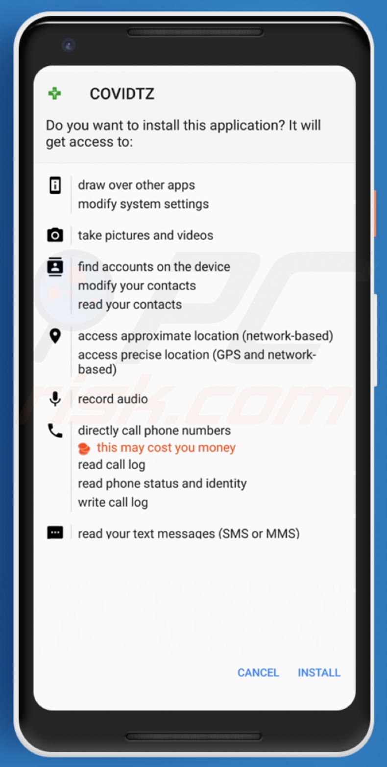 Logiciel espion SpyMax présenté comme COVIDTZ