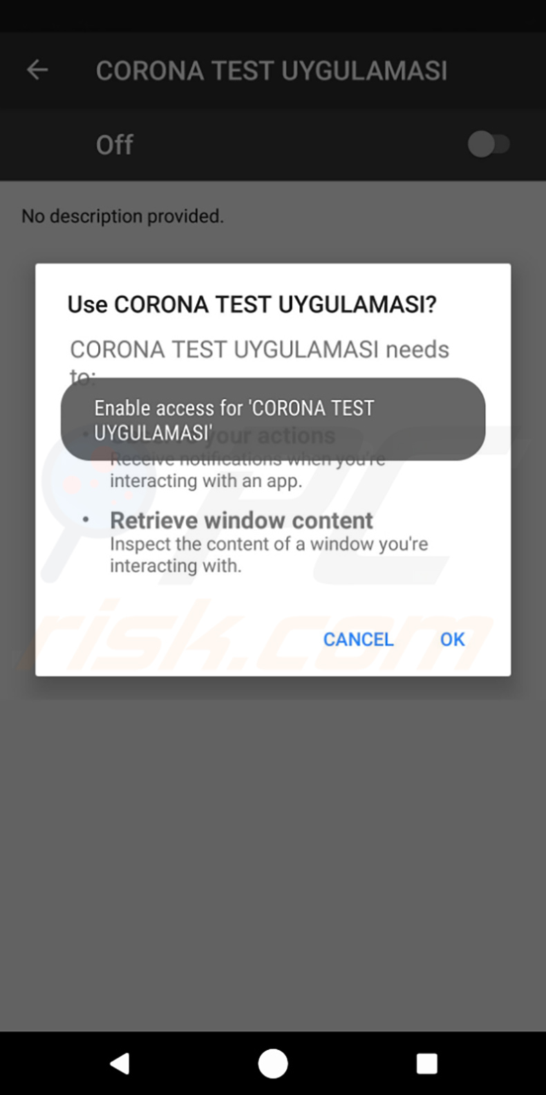 Anubis se déguisant en application de test du Coronavirus (COVID-19)