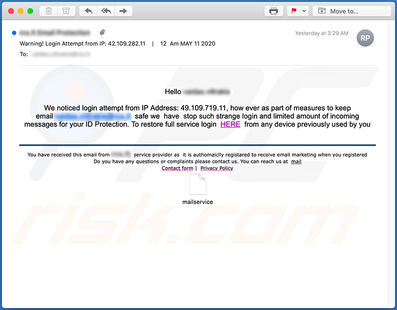 Publicité par e-mail de spam cybxtechnolabs[.]com phishing site