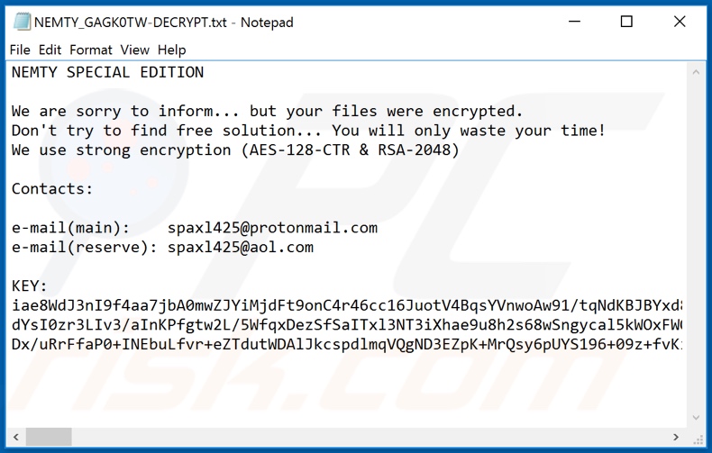 Nemty Special Edition decrypt instructions (NEMTY_[random_string]-DECRYPT.txt)