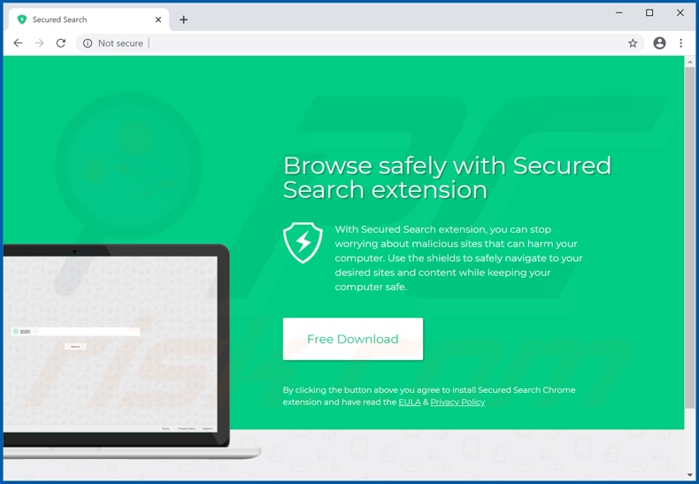 Site Web utilisé pour promouvoir le pirate de navigateur Secured Search