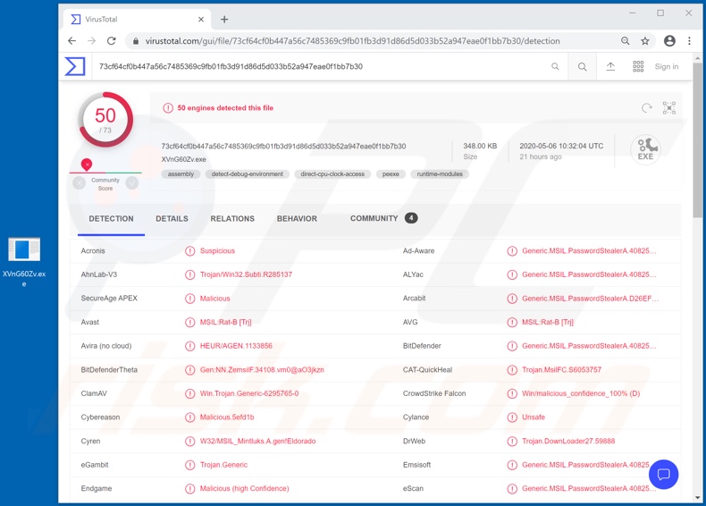 Détection de malware VoidRAT sur VirusTotal