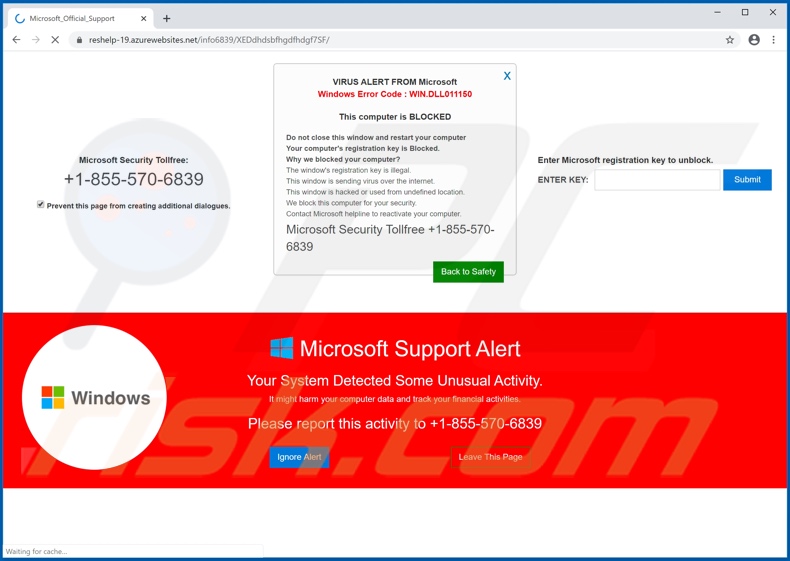 WIN.DLL011150 Error scam