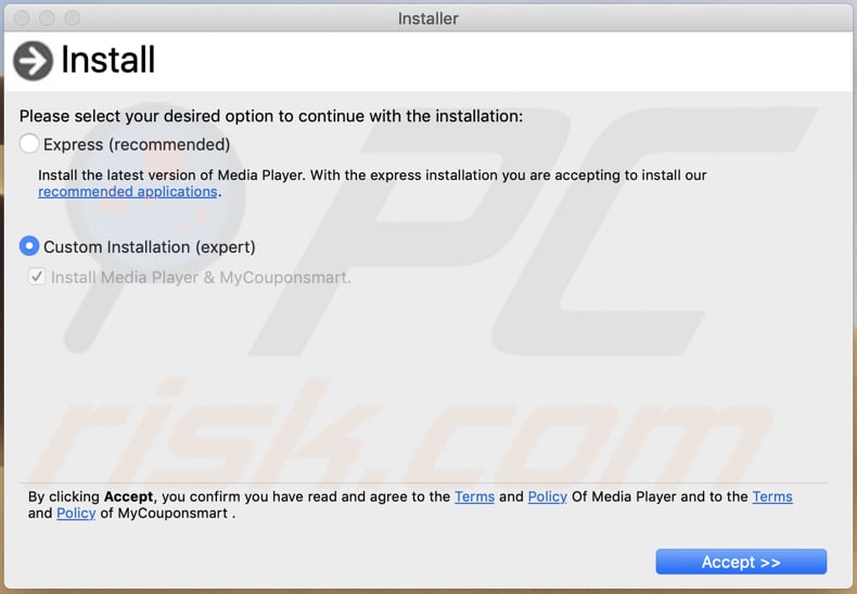 fake adobe flash player installer setup first step