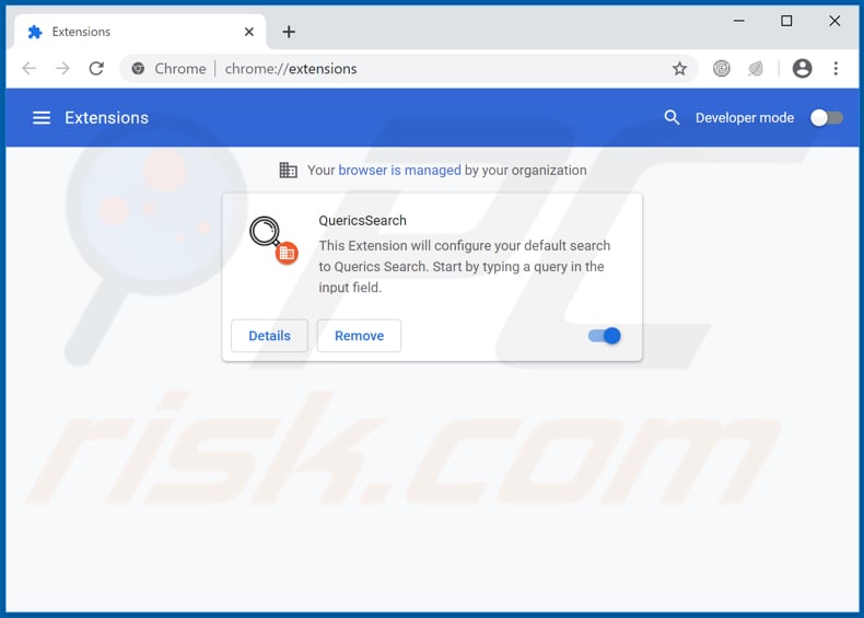 Removing search.querics.net related Google Chrome extensions