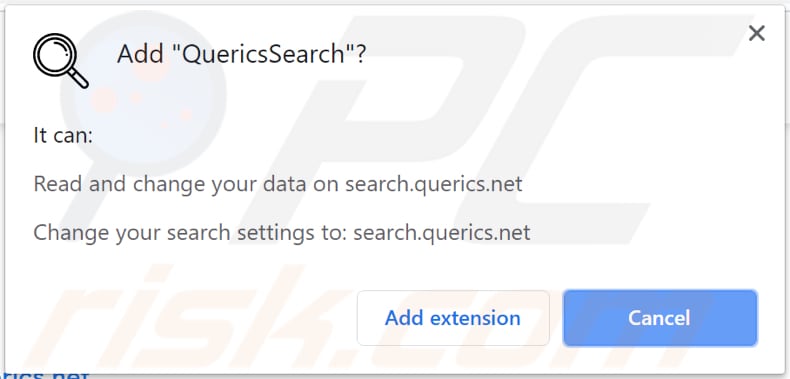 quericssearch browser hijacker wants to be installed on chrome