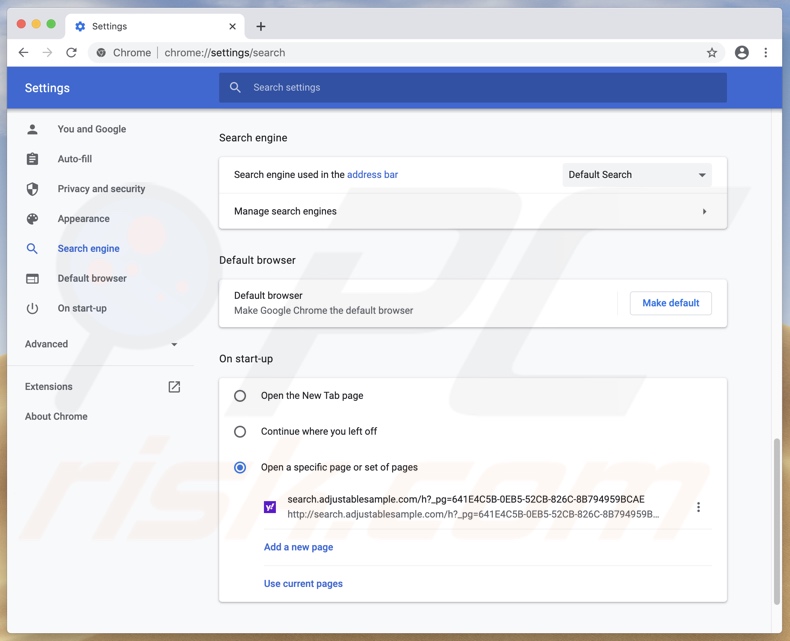UpgradeCoordinator adware hijacking Chrome settings