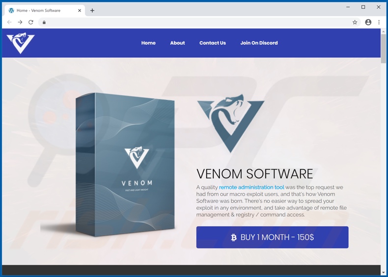 Site de promotion des logiciels malveillants VenomRAT