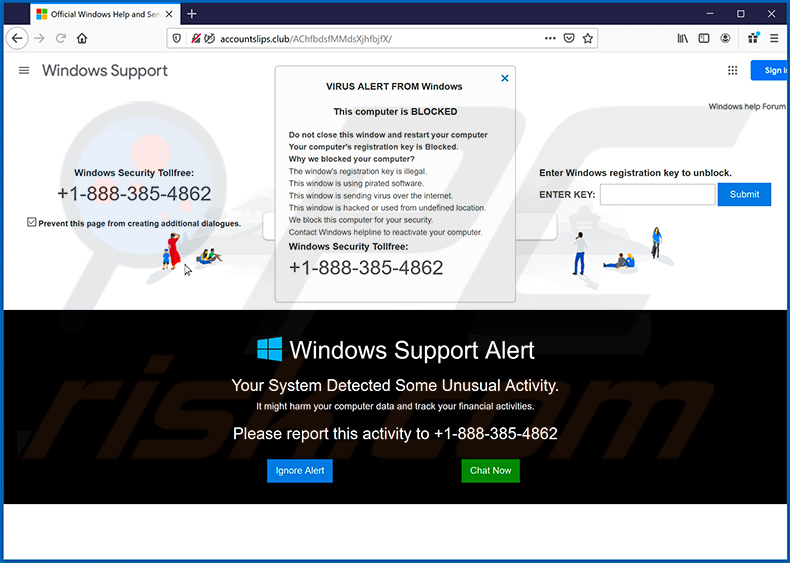 ALERTE VIRUS DE L'escroquerie contextuelle Windows (2020-06-18)