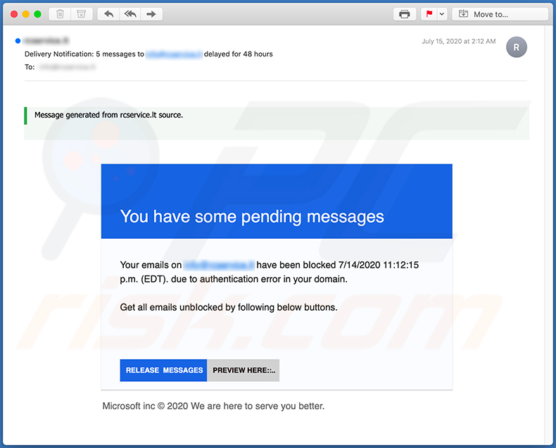 E-mail de spam e-mail de phishing (2020-07-17)