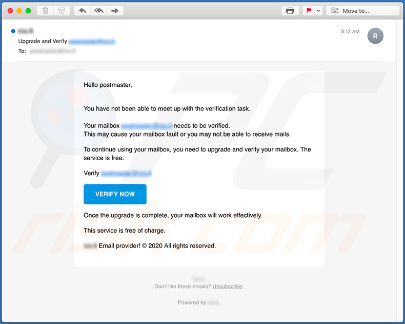Courriel de spam faisant la promotion du site de phishing general.farhat.ca