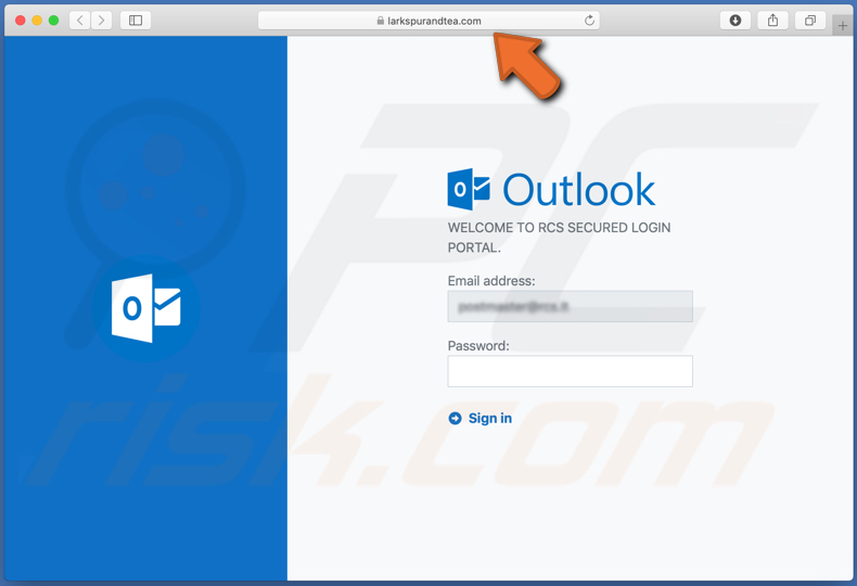 fausse page Outlook de quota de courrier