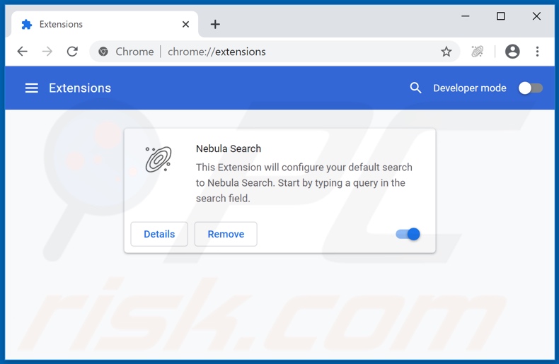 Suppression des extensions Google Chrome associées à nebulasearch.net