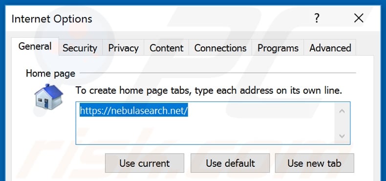 Suppression de nebulasearch.net de la page d'accueil d'Internet Explorer