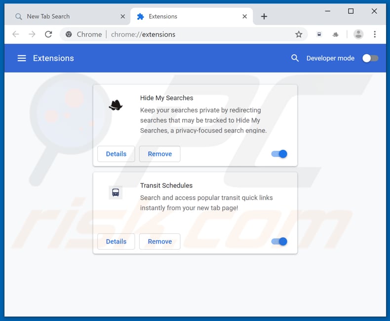 Suppression des extensions Google Chrome associées à stormsearch.net