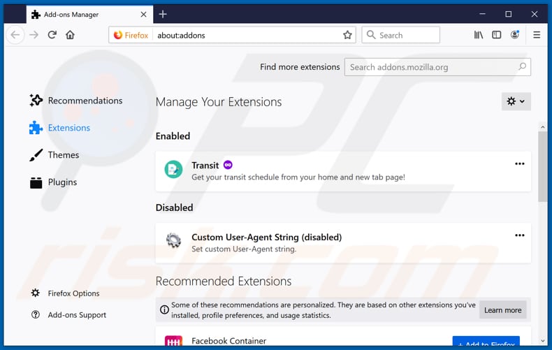 Suppression des extensions liées à stormsearch.net dans Mozilla Firefox