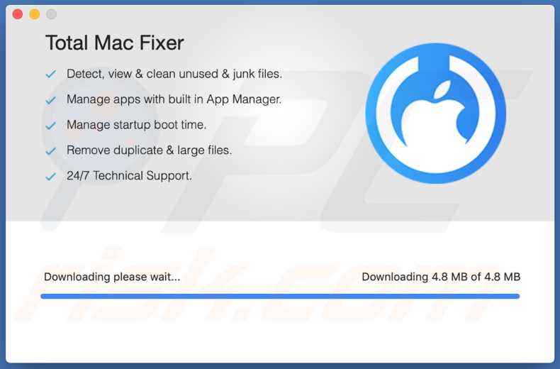 Installation setup of Total Mac Fixer PUA