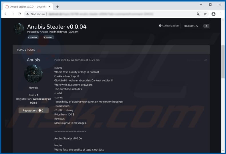 anubis stealer for sale on hacker forum