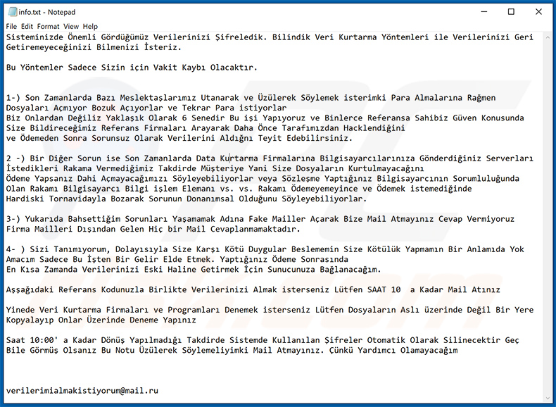 Huit ransomware turc info.txt
