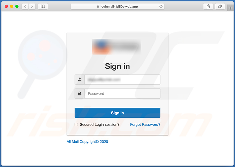 Site Web de phishing promu par e-mail de spam sur le thème du quota de messagerie