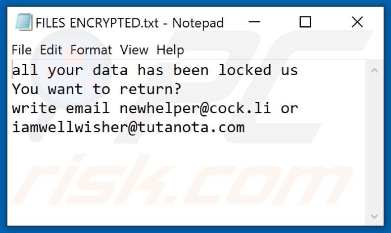 WSHLP ransomware text file (FILES ENCRYPTED.txt)