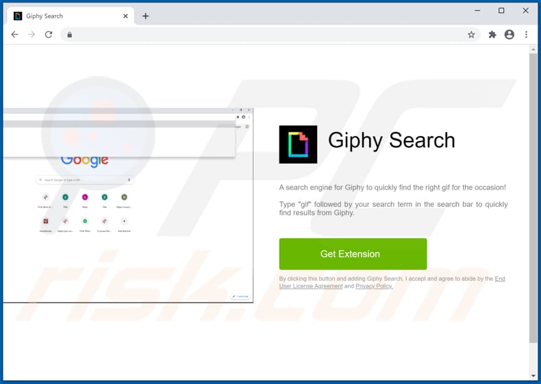 Giphy Search pop-up redirects