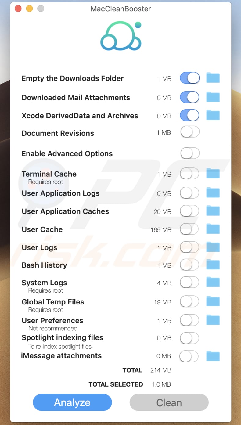 Application indésirable MacCleanBooster