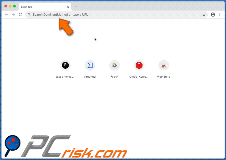 search.dominantmethod.com browser hijacker on a Mac computer