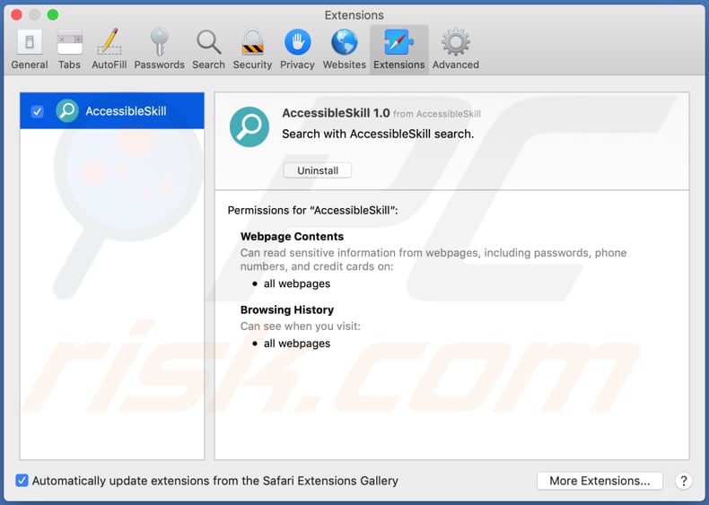 extension safari adware accessiblekill