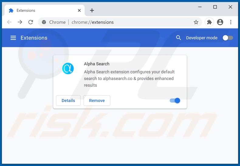 Suppression des extensions Google Chrome liées à alphasearch.co