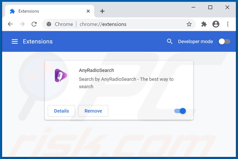 Suppression des extensions Google Chrome associées à anyradiosearch.com