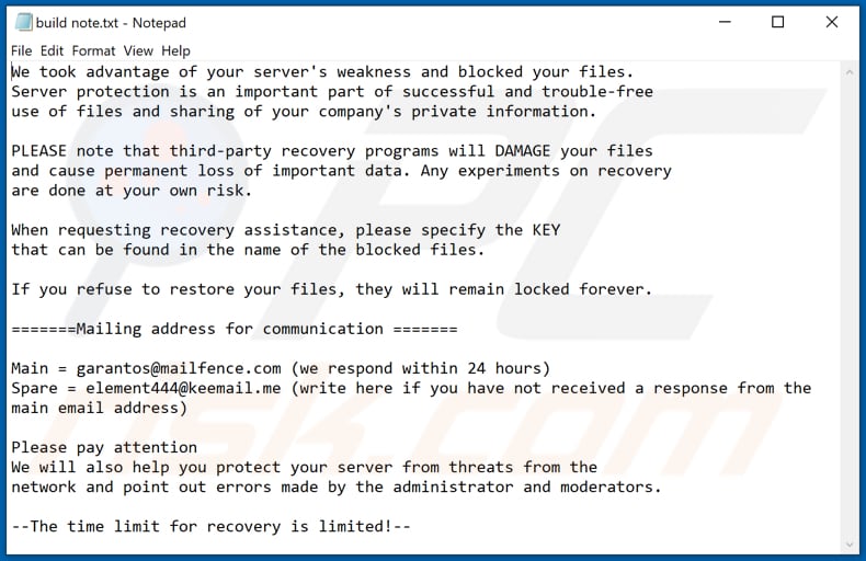 Captcha Ransomware décrypter les instructions (build note.txt)