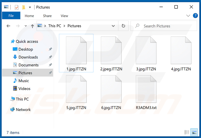 Fichiers cryptés avec variante CONTI Ransomware ITTZN
