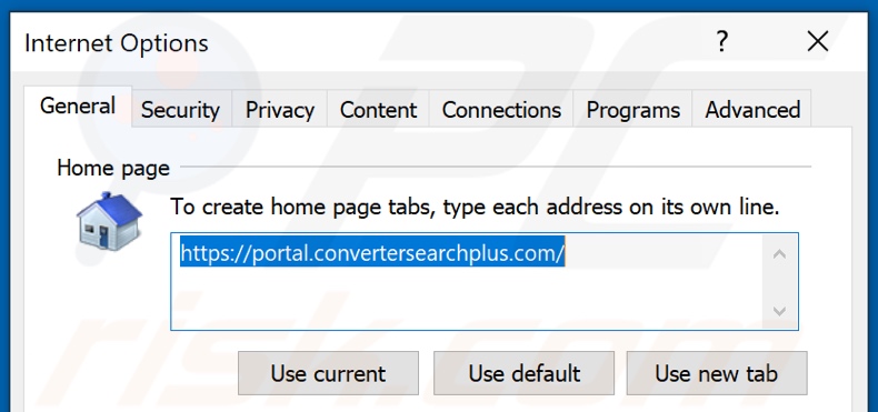 Suppression de convertersearchplus.com de la page d'accueil d'Internet Explorer