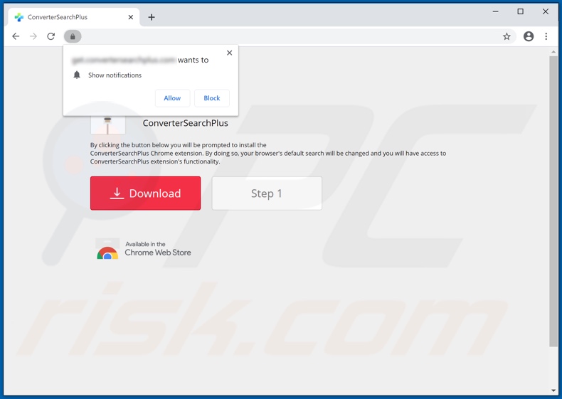 Site Web utilisé pour promouvoir le pirate de navigateur ConverterSearchPlus (Google Chrome) 2