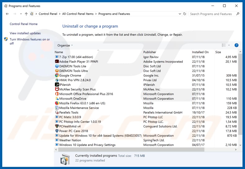 Désinstallation du pirate de navigateur convertersearchtool.com via le panneau de configuration