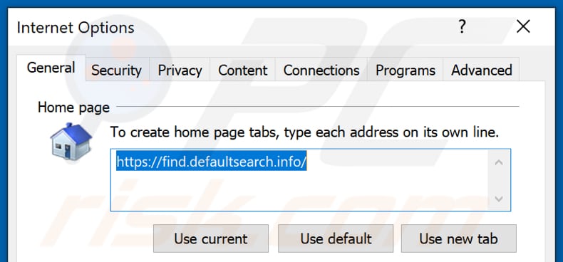 Suppression de find.defaultsearch.info de la page d'accueil d'Internet Explorer