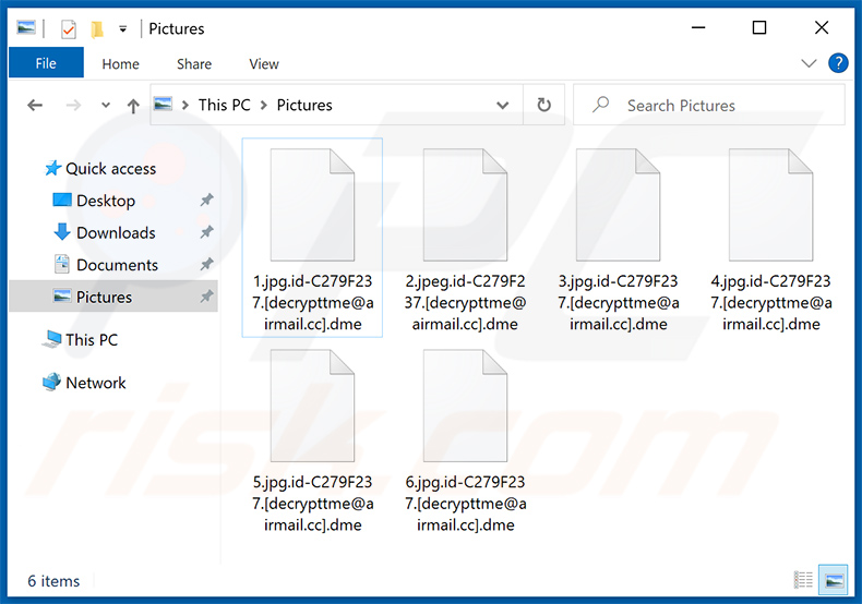 Files encrypted by Dme ransomware (.dme extension)
