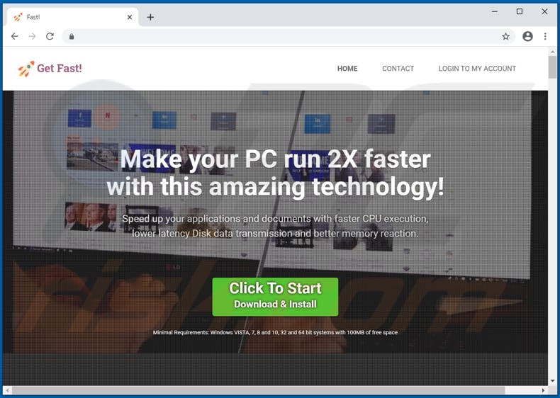 Site web utilisé pour promouvoir Fast! PUA