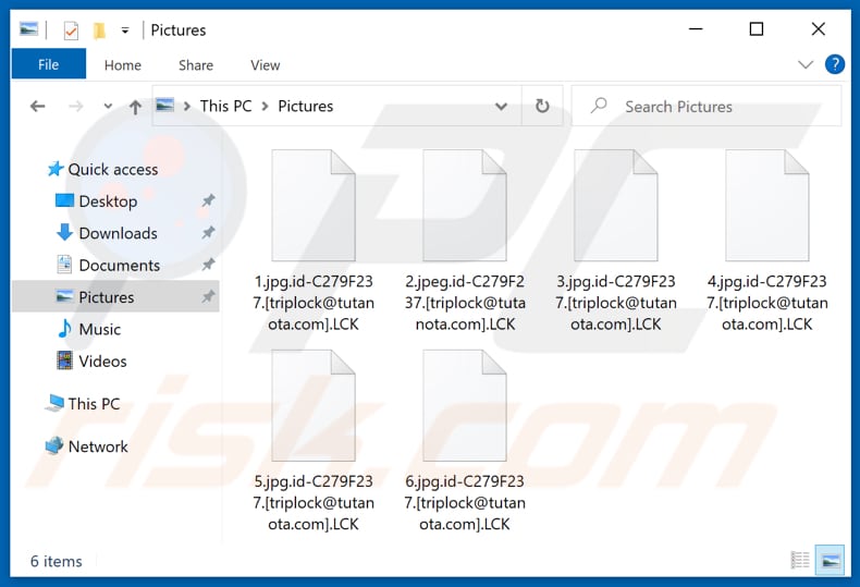 Fichiers cryptés par le ransomware LCK (extension .LCK)