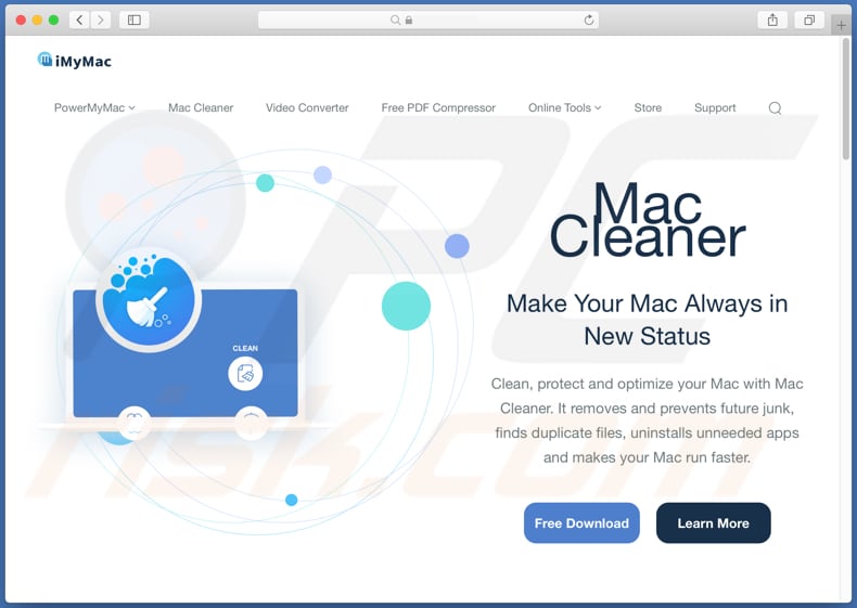 Site Web utilisé pour promouvoir Mac Cleaner PUA